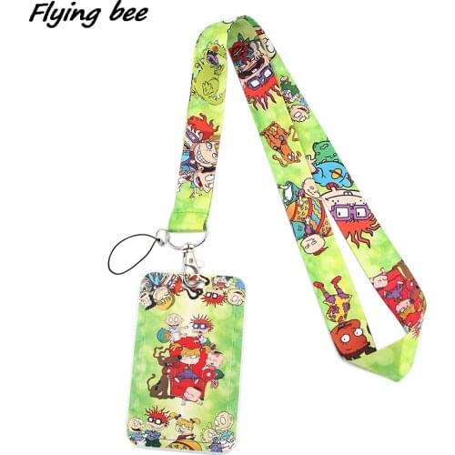 Flyingbee X1379 Cartoon Green Lanyard Card Holder Student Hanging Neck Mobile Phone Lanyard Badge Subway Access Card Holder