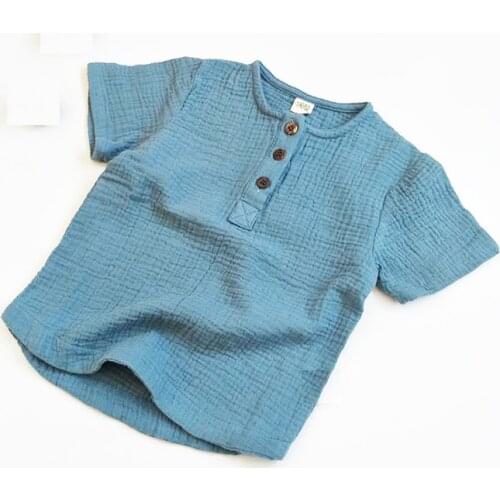 Boys Tshirts Tops Short Sleeve Solid Linen Breathable Kids Summer Clothes Children T-Shirts for Baby T Shirts Cotton Toddlers