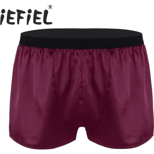IEFiEL Fashion Mens Lightweight Shiny Satin Boxer Shorts Panties Lounge Workout Short Pants Underpants Male Men Underwear Boxer