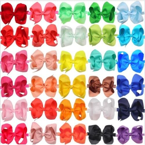 Classic 3/4/6inch 30Colors Boutique Solid Ribbon Bowknot Clips Headband Girl Hair Bows Hair Clip for baby Kids Hair Accessories