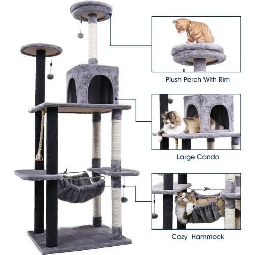 H175cm Cat Climbing Frame Cat Scratching Post Tree Scratcher Pole Furniture Gym House Toy Cat Jumping Platform