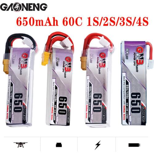 5PCS Lipo Battery Gaoneng GNB HV 650mAh 60C 1s 2s 3s 4s HV With PH2.0 XT30 Plug For Emax Tinyhawk Kingkong LDARC TINY