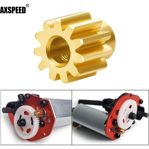 AXSPEED 1 pcs Brass Motor Gear For 1/24 Axial SCX24 AXI00001 AXI00002 90081 RC Crawler Car Engine Copper Spare Parts