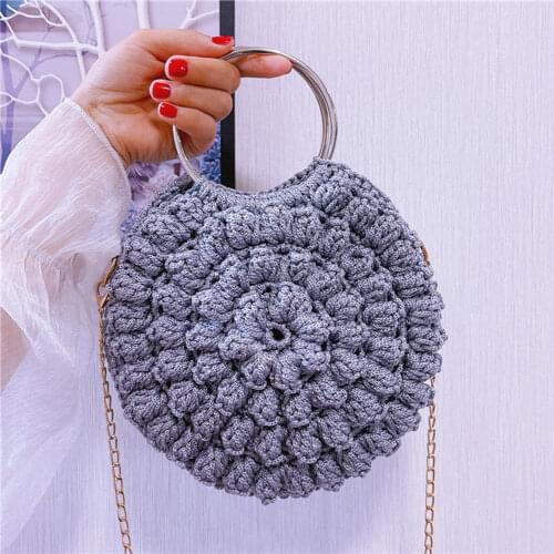 Round Fabric Knitting Weave Material Set for Handbag Clutch Bag DIY