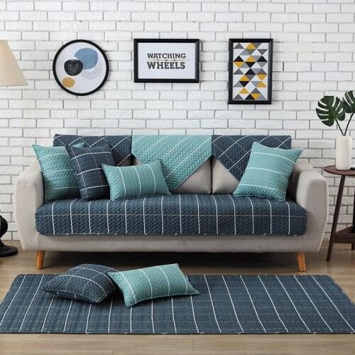 Non Slip Solid Color Stripe Fabric Sofa cover Sofa Towel For Sectional Sofa Backrest Armrest Towel Home Decoration