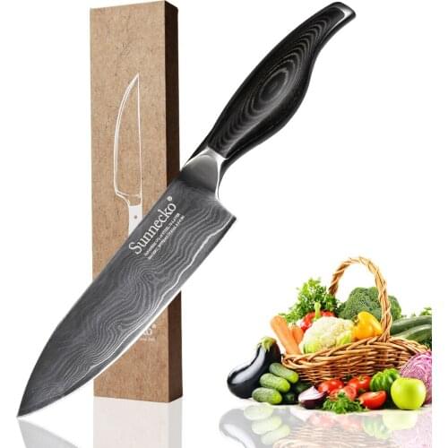 SUNNECKO Professional 6" inch Chef Knife Damascus Steel Kitchen Knives Japanese VG10 Blade Pakka Wood Handle Meat Cutting Tool