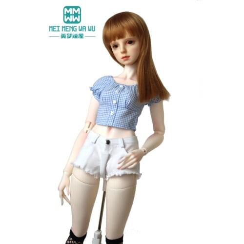 BJD clothes Fashion ripped shorts, plaid shirt for 58-60CM 1/3 Girls SD Dolls toys Ball Jointed Doll gift