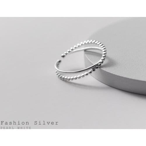 Solid 925 Sterling Silver Adjustable Rings for Women Teen Girls Cross Beads Korean Fashion Minimalist Jewelry Dropshipping 2021