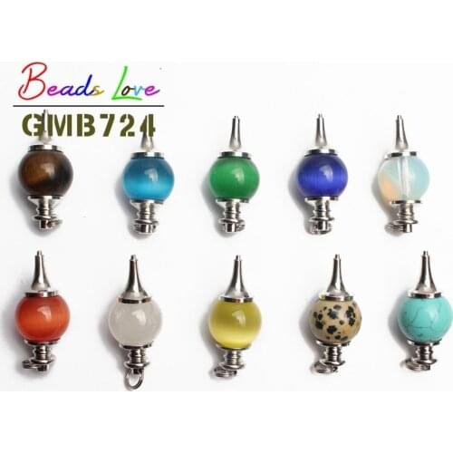 18x41mm Natural Pendulum Cone Stone Pendant Turquoises Cat Eye Opal Tiger Eye Strawberry Quartz Agata Lucky Beads Diy Necklace