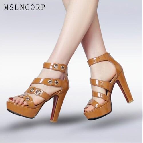 Plus size 34-50 Women Sandals High Heels Summer Fashion Buckle Female Gladiator Sandals Platform Shoes Woman Party Pumps Boots