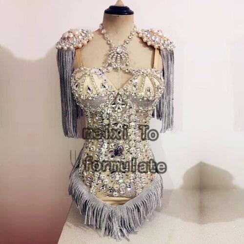 Sexy top-class luxurious drill-drill-rhinestone salinite nightclub concert singers costume