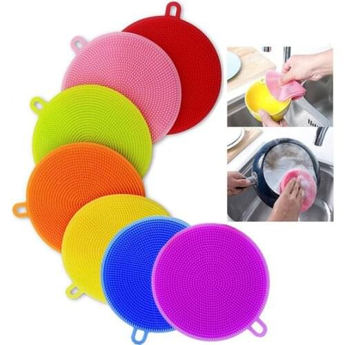 Silicone Dish Washing Cleaning Bowl Dish Pot Pan Wash Cleaning Brushes Cleaner Sponges Kitchen Tool LX1572