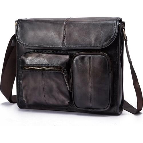 Quality Leather Male Design Casual Shoulder Messenger bag Fashion 11" Tablet Mochila Satchel University School Book bag 202dc