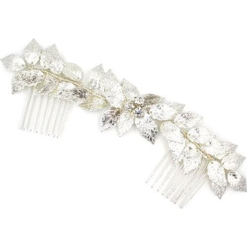 SLBRIDAL Baroque Styles Wired Rhinestones Crystal Pearls Leaves Wedding Hair Comb Bridal Hair comb Hair accessories Bridesmaids