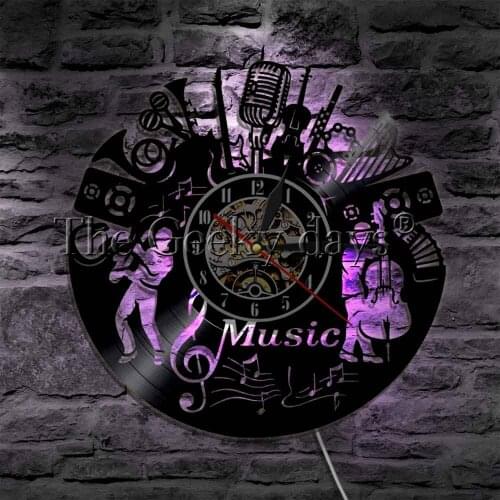 LED Lighting Music Wall Art Rock n Roll LED Lights Vinyl Home Decor Color Changing Wall Light Atmosphere Lamp