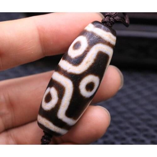 Treasure Magic LKbrother Top Qualityenergy Tibetan Old agate 6 EYE Totem dZi Bead 52*20mm TTT