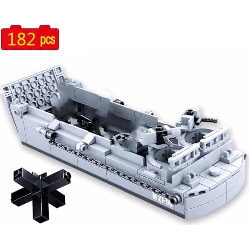 Military series WWII Higginges Landing Craft Model Soldier weapon accessories Building Blocks Bricks Toys Gifts
