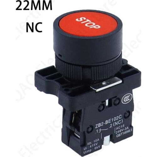 XB2 22mm 1 NC N/C Red Sign Momentary Push Button Switch 600V 10A 1PCS