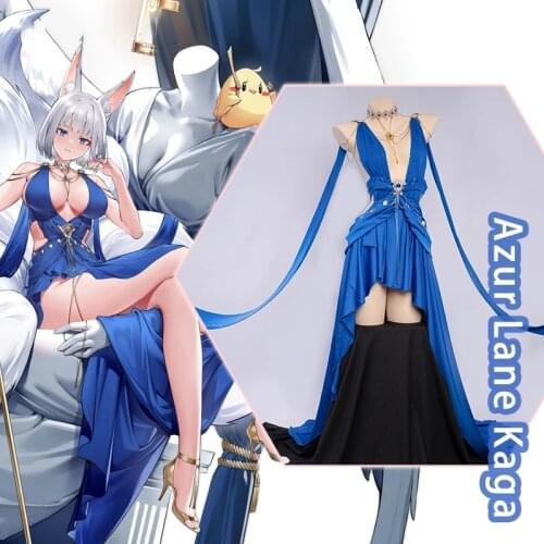 Anime Azur Lane Kaga Party Uniform Outfit Sexy Dress Cosplay Costume Women Full Set Halloween Women Free Shipping 2020