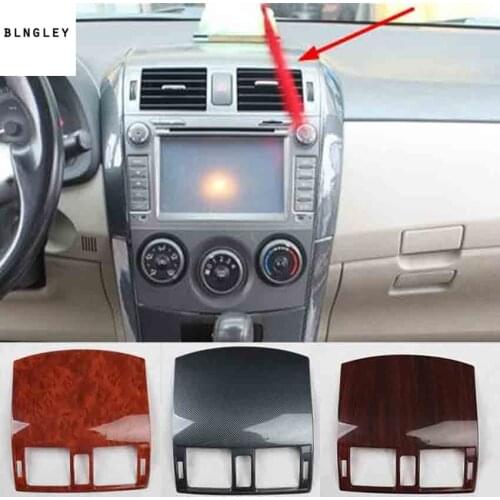 1pc ABS carbon fiber or wooden grain Central control air conditioning outlet decoration cover for 2007-2012 Toyota Corolla MK10