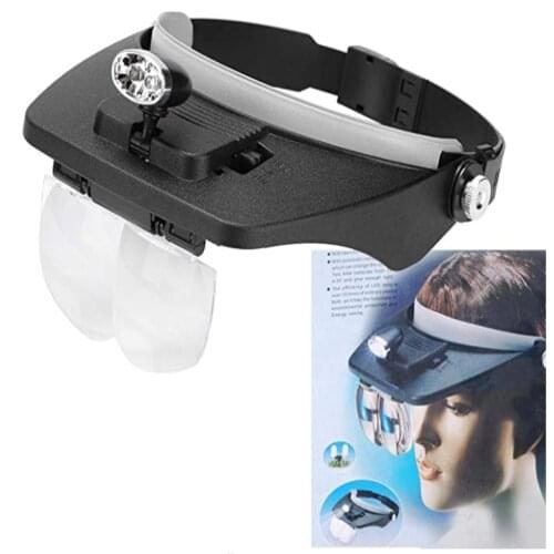 1Pc Headband Magnifying Glass With Led Lamp Plastic Magnifier For Beekeeping Multiple Magnification Mirror With 5 Lens