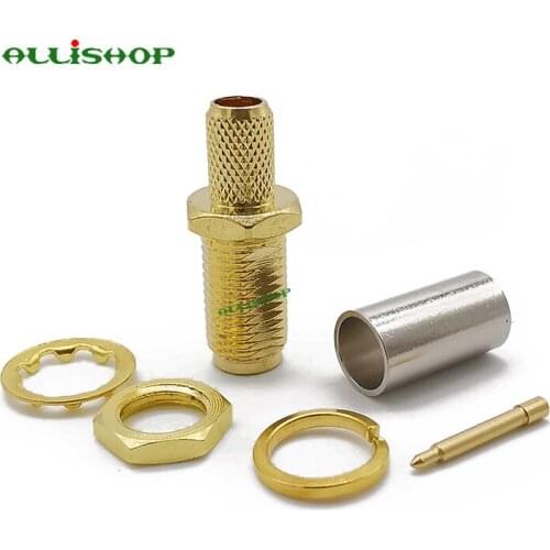 10Pcs RP SMA Female Plug RF Coax Connector Crimp RG58 RG142 LMR195 RG400 Connector Goldplated RF SMA adapter