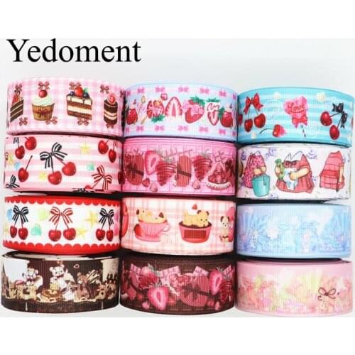 10 Yards 1'' 25MM Fruits/Cake Printed Grosgrain Ribbons For Hair Bows DIY Handmade Materials Y19121001