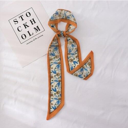 2021 New Summer Silk Scarves Fashion Organza Temperament Floral Ribbon Multi-Purpose Headband Belt For Women