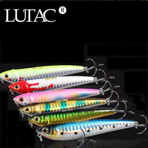 6pcs mixed colors pencilbait stickbait hard lure topwater fishing lures wobbler hard baits