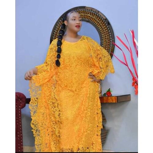 Womens Fashion Classic African clothes Dashiki robe Water soluble cloth lace fabric free size have Inside Loose long dresses