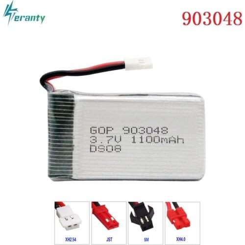 3.7V 1100mAH 20c Lipo Battery For Syma X5C X5SC X5SW T04 F28 859B Remote control helicopter batteries Li-po 3.7v 903048 XH Plug