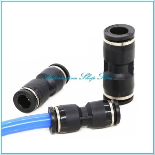 Black Air Pneumatic 4 6 8 10 12 14 16mm OD Hose Tube One Touch Push Into Straight Gas Fittings Plastic Quick Connectors Fitting