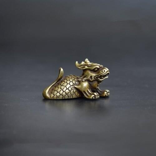 Collection archaize brass dragon fish small statue