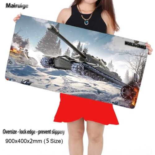 Mairuige World of Tanks 900*400mm white Laptop Gaming Locking Edge Mousepad Mat for LOL Dota2 CS Mouse Mice Pad for Game Player