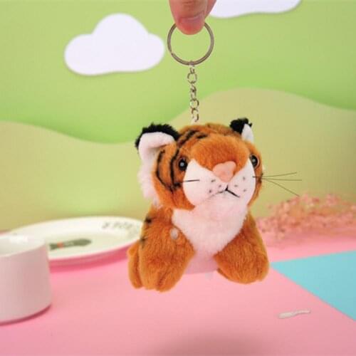 Tiger Doll Plush Toy Children Keychain Cute Simulation Leopard Doll Puppet Pendant Bag Ornaments Kids/Girls Gifts Holiday