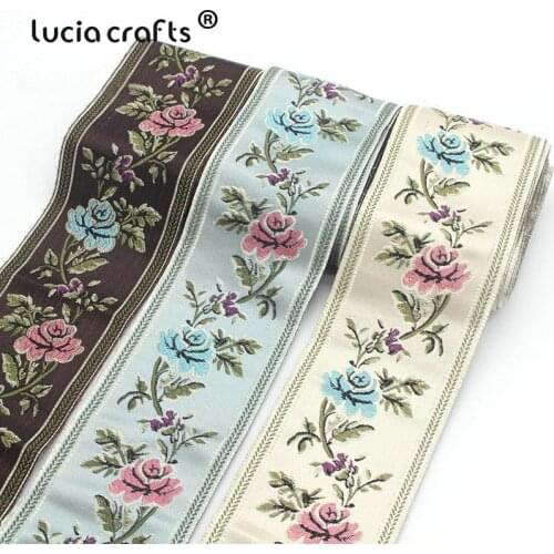 Lucia crafts 1yard/lot Ethnic Embroidered Jacquard Ribbons For Decor Handcraft Apparel Sewing Headwear Q0701