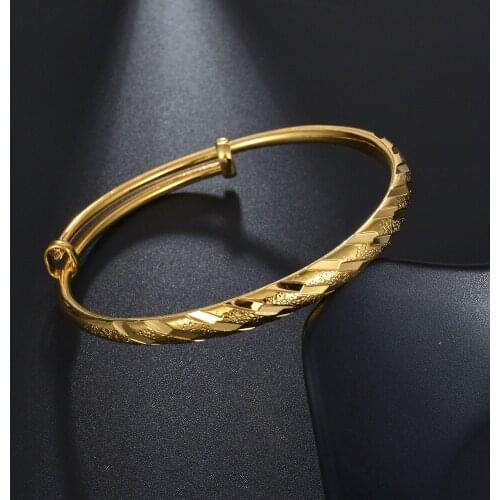 Hot Sale Classic Gold-Color Jewellery Twist Bracelet&Bangle Fashion Jewelry For Women Men Jewelry Cuff Bangle Adjustable