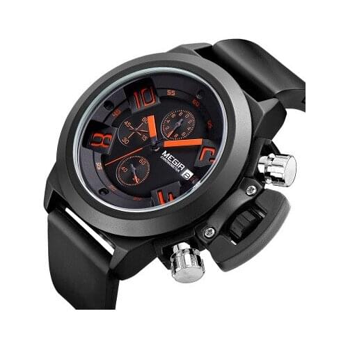 MEGIR Top Brand Fashion waterproof quartz watch for men sports running silicone chronograph quartz wrist watch