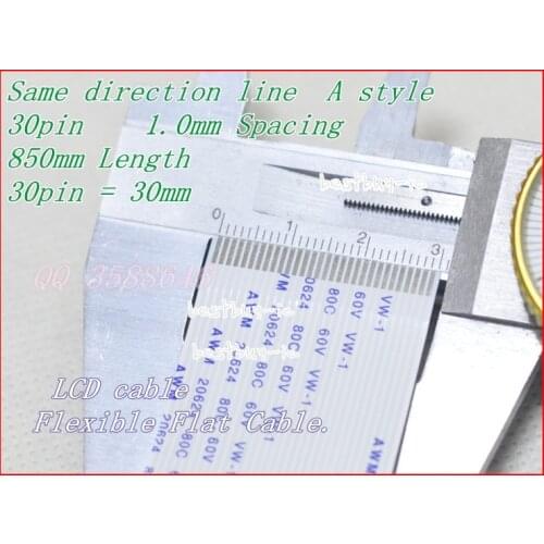 1.0mm Spacing + 850mm Length +30Pin A / same direction line Soft wire FFC Flexible Flat Cable. 30P*1.0A*850MM