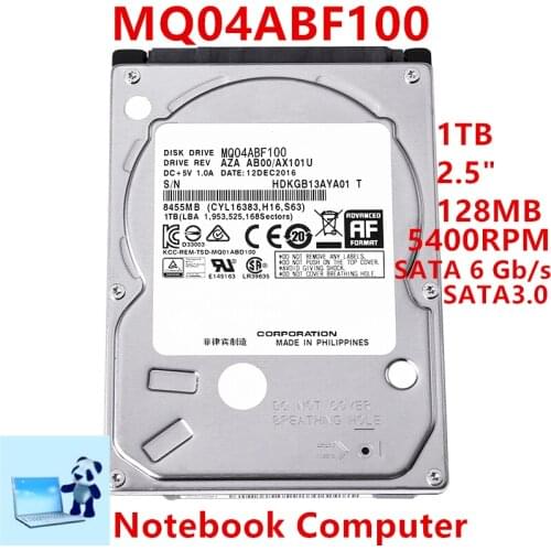 New HDD For Toshiba Brand 1TB 2.5" SATA 6 Gb/s 128MB 5400RPM For Internal Hard Disk For Laptop Hard Drive For MQ04ABF100