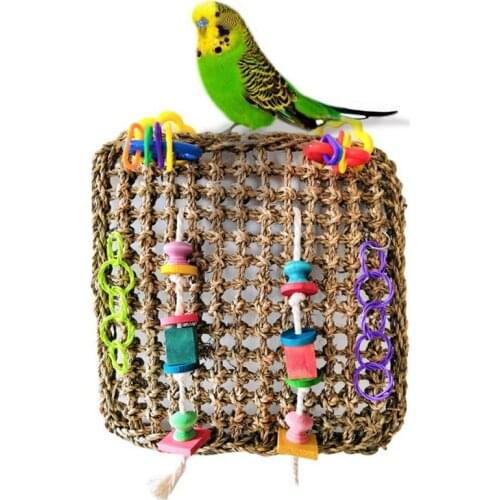 New Parrot Bite Toys Birds Handmade Sea Grass Climbing Nets Ladder Rope Funny Play Toy With Hanging Hook For Pet Bird Supplies