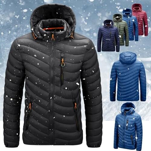 Fashion Hat Detachable Men Winter Parka 2021 Thick Warm Mens Windbreak Coat Male Hooded Down Parka Jackets Man Zipper Overcoat