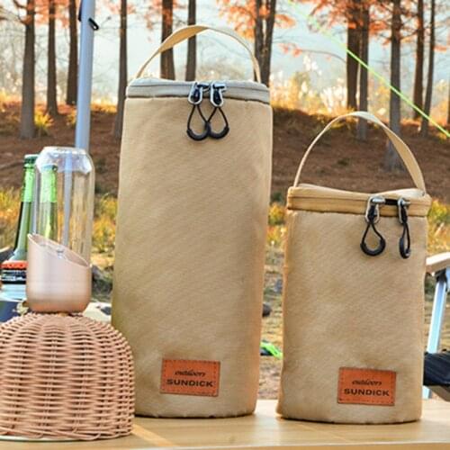 Portable Storage Bag For Gas Tanks Oxford Cloth Camping Hiking Gas Tank Flat Round Light Chain Handle Bag Protector
