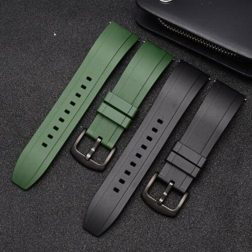 Quality Fluoro Rubber Watch Strap 18mm 20mm 22mm 24mm Sport Watchband Black Green Wristband With Quick Release Spring Bar