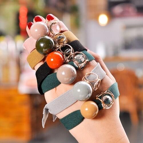 New Fashion Crystal Bead Scrunchie Women Girls Elastic Hair Rubber Band Accessories Tie Hair Rope Ring Holder Ornaments Headwear