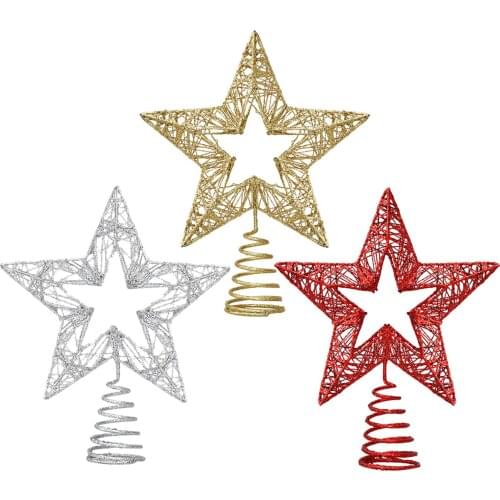 Christmas Glitter Christmas Tree Top Star Christmas Decoration For Home Exquisite Iron Art Ornament Party New Year Advantage