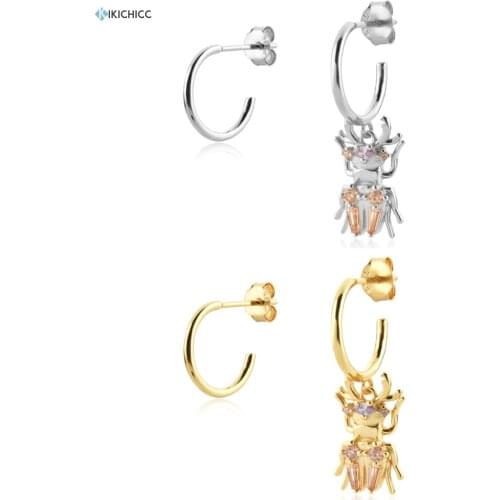 KIKICHICC 925 Sterling Silver Gold Strength Beetle Earrings Piercing Luxury Jewelry Clips Fine Jewelry Rock Punk Fashion Jewels