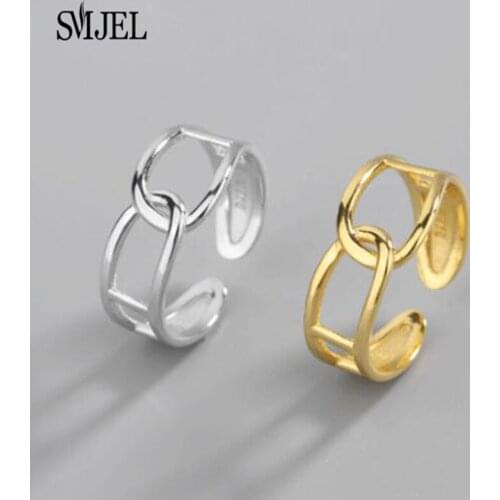 Gold Color Chain Shape Ring Wide For Unisex Vintage Gothic Chunky Midi Ring Antique Jewelry Accessory 2021 New Gifts