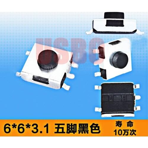 SMD SMT 6*6*3.1 5Legs Tactile Dustproof Push Button Switch Thin Touch Tact Switch Hight Quality