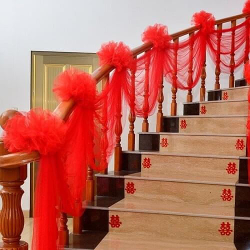 Wedding Supplies Gauze Stair Handrail Decoration DIY Flower Ball Garland Arrangement Snow Yarn Wedding Room Layout Yarn